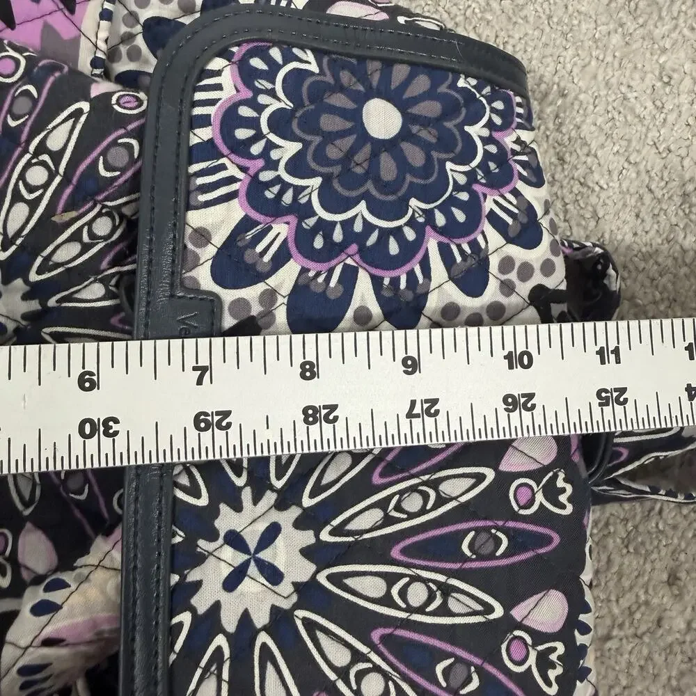 Vera Bradley Small Quilted Backpack Purple Navy Floral Drawstring Flap Bag Boho